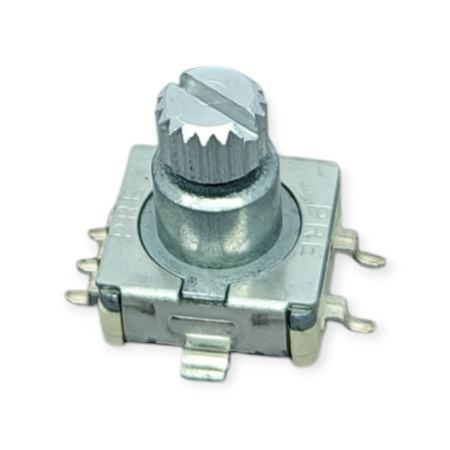 Энкодер инкрементальный EC11, с кнопкой, вертикальный, 15 импульсов, 12*12мм, 9.5мм, вал с насечкой