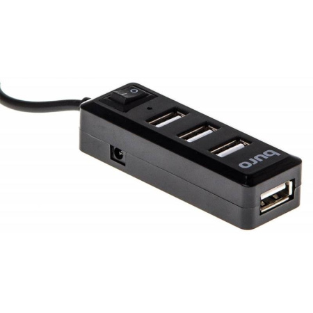 USB_Хаб 4xUSB_2.0 Buro BU-HUB4-0.5L-U2.0 черный