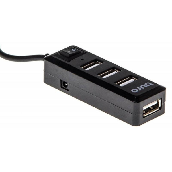 USB_Хаб 4xUSB_2.0 Buro BU-HUB4-0.5L-U2.0 черный