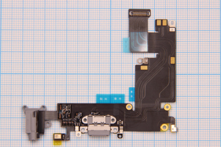 Шлейф iPhone 6 Plus на системный разъем/разъем гарнитуры/микрофон Серый