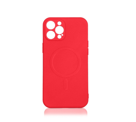 Чехол силиконовый с микрофиброй для iPhone 12 Pro MagSafe DF iMagnetcase-03 (red)