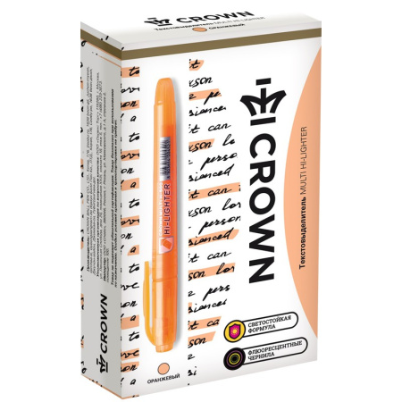 Маркер текстовыделитель Crown "Multi Hi-Lighter" оранжевый, 1-4мм (H-500)