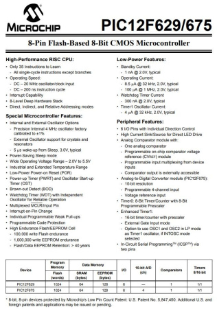 микросхема PIC12F675-I/P, DIP8