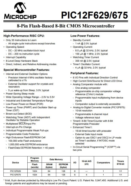 микросхема PIC12F675-I/P, DIP8