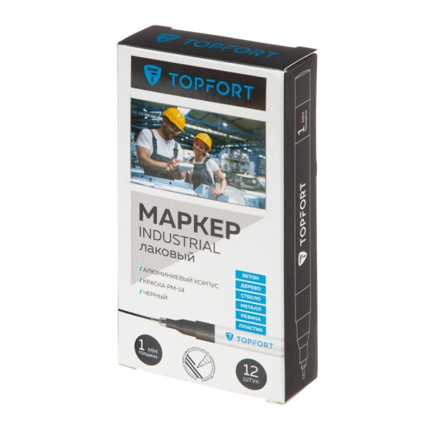 Маркер-краска TOPFORT "Industrial" лаковый, 1мм, черный (1827855)