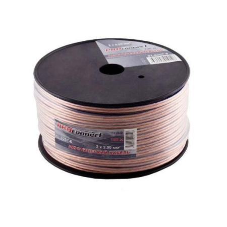 Кабель акустический 2*2.0мм2, PVC CCA, прозрачный, метражом, ProConnect BlueLine 01-6207-6
