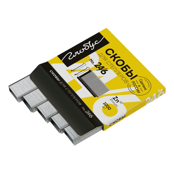 Скобы №24/26/6 Globus 1000шт., оцинкованные (С24/26/6-1000)