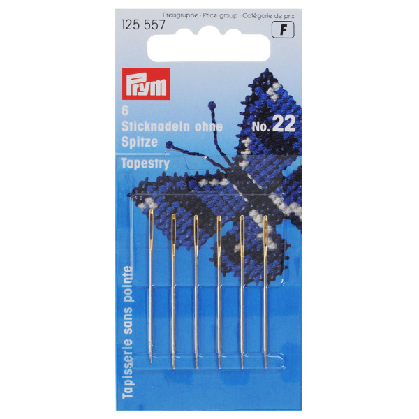 Иглы для шитья ручные "PRYM" 125557 №22 в блистере 6 шт. скругленное острие