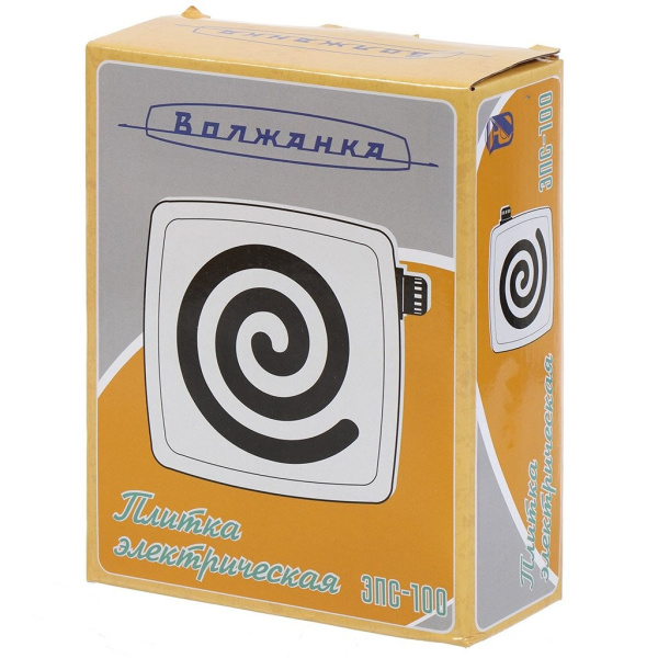 Плита настольная Волжанка ЭПС-100 White 500Вт, конфорок-1, спир. элемент, упр. механическое