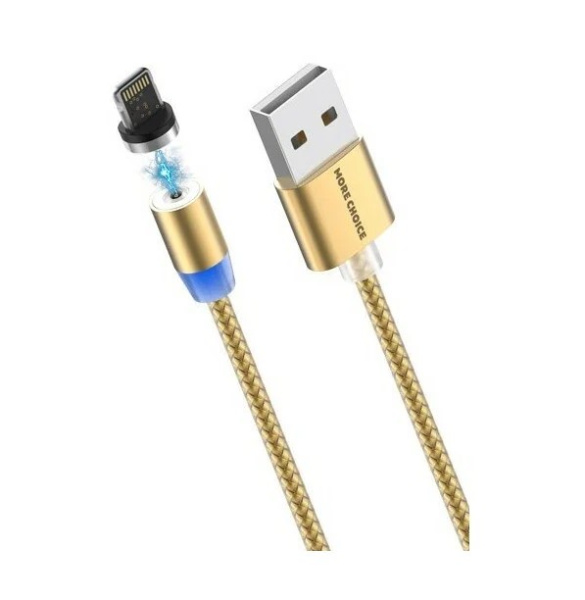Кабель Lightning (m) - USB(m) More choice, K61Si, 1м, 2.4A, золото