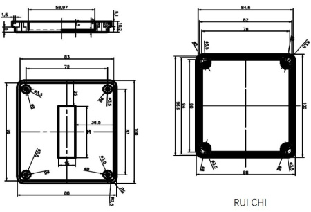 Коробка распределительная ОУ, 118*88*38, IP68, Ruichi BOX-1*3