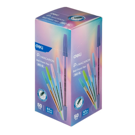 Ручка шариковая DELI "P1-Macaron" синяя, 07мм, EQ6C-BL
