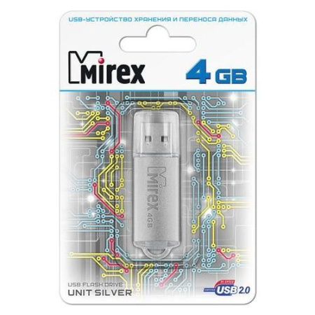 Флеш-накопитель USB2.0 4Gb Mirex Unit (13600-FMUUSI04) серебристый