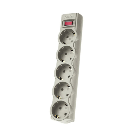 Сетевой фильтр  1.8м, 5 розеток Perfeo, POWERX, 10А, 2200Вт, с выключателем, серый