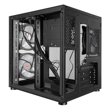 Корпус mATX Б_БП Ginzzu V190 (USB3.0,Audio,черный,3х120мм FRGB,"стеклянный куб")