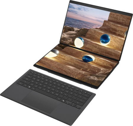 Ноутбук ASUS Zenbook Duo UX8407AA-SN279X Intel Core Ultra 9 386H/LPDDR5X 32GB 1TB/Intel Arc Graphics /14" 3K (2880 x 1800) OLED 16:10 TOUCH,WiFi 7+BT 5.4/ WIN11 PRO/1.65 kg/Moher Gray/Stylus+Sleeve