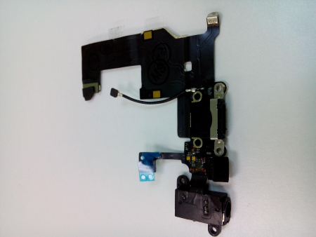 Шлейф iPhone 5 на системный разъем/разъем гарнитуры/микрофон Черный