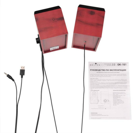 Актив.колонки 2.0 Оклик OK-161 6Вт, черный/темное дерево