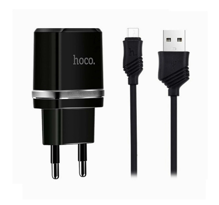 Зарядное_устройство - USB 2*2.4A+lightning HOCO C12 Черный