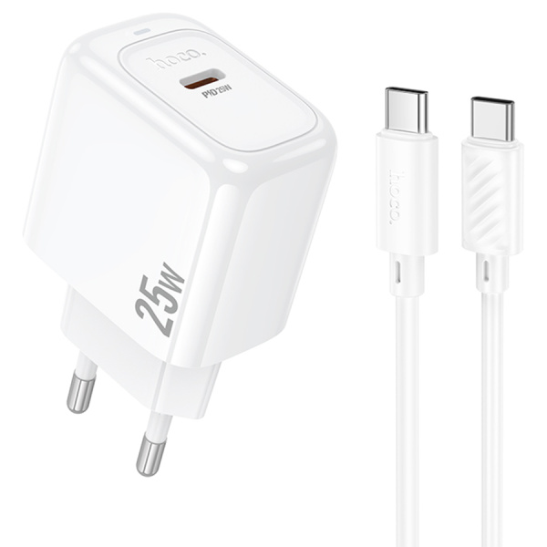 Зарядное_устройство - TypeC 25W HOCO CS53A PD 3.0, белое + кабель TypeC