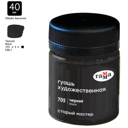 Гуашь ГАММА "Старый Мастер" 40мл, черная (12112040705)