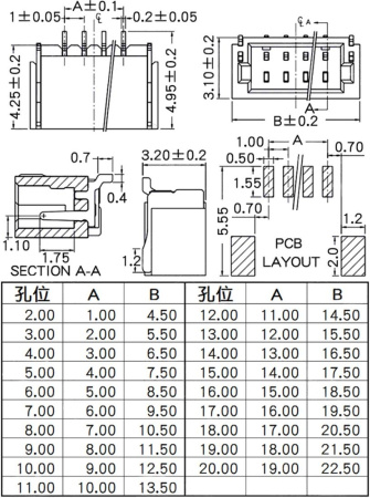Разъем штыревой P1.0мм SH1.0  4pin, штекер на плату, угловой, SMD