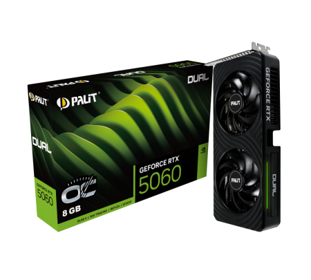 Видеокарта GeForce RTX5060 Palit 8Гб Dual OC GDDR7,128bit,HDMI,3DP (NE75060S19P1-GB2063D) ret
