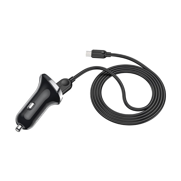 Автомобильное_З\У - USBx2 2.4A + кабель Lighting BOROFONE BZ15 (черный) с дисплеем