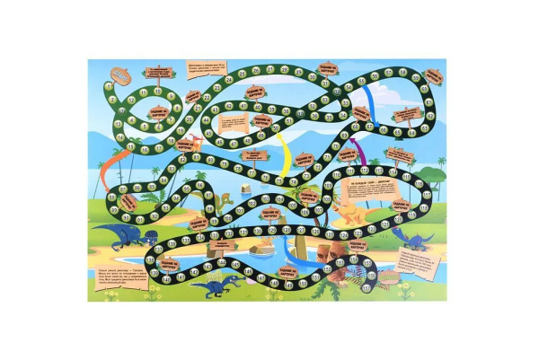 Игра настольная Игра-ходилка "В мире динозавров" ТМ Ракета Р4095 РА
