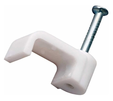 Крепеж кабеля плоский  5х2мм, уп. 50шт, пластик, белый, -40..+80, гвоздь, Rexant 07-4205