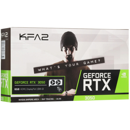 Видеокарта GeForce RTX3050 KFA2 6Гб X Black GDDR6,96bit,DVI,HDMI,DP (35NRLDHP9ODK) ret