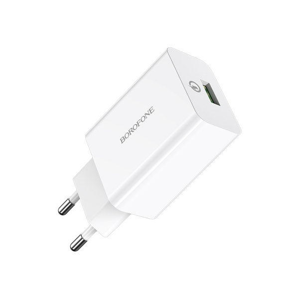 Зарядное_устройство - USB 18W + кабель Type-C BOROFONE BA21A белый Quick Charge 3.0 (6V-3.0A/9V-2.0A/12V-1.5A)