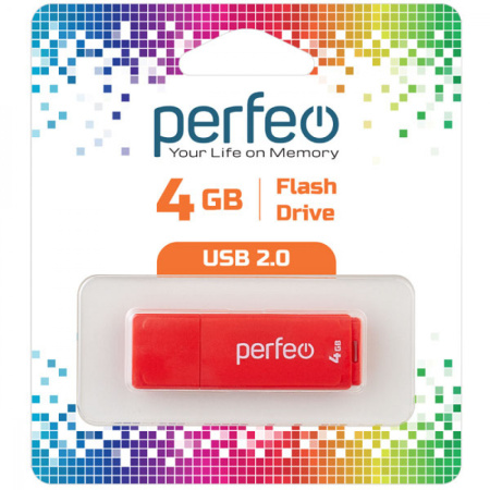 Флеш-накопитель USB2.0 4Gb Perfeo C04 (PF-C04R004) красный