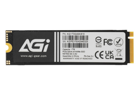 SSD-накопитель M.2 1Тб AGI AI818 [AGI1T0G43AI818-CB](3D NAND,NVMe,4700/2800 Мб/с/графеновый рассеиватель тепла)