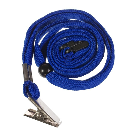 Бейдж верт. OfficeSpace, 63*105мм, с клипсой, синий шнурок (284649)