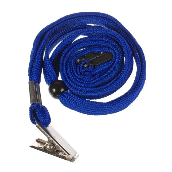 Бейдж верт. OfficeSpace, 63*105мм, с клипсой, синий шнурок (284649)