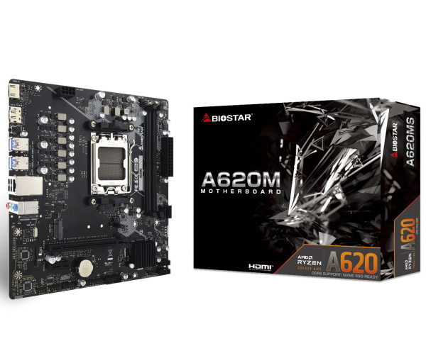 Мат.плата SocAM5 AMD A620 Biostar A620MS (mATX,2DDR5,M.2,PCI-E16,PCI-E,HDMI,DP,PC5200)