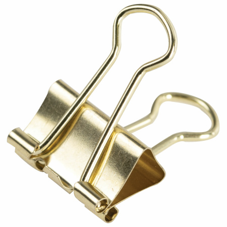 Зажимы для бумаг 19мм. BRAUBERG 12шт. золото (229586)