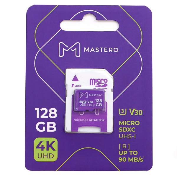Карта памяти MicroSDXC 128Gb Mastero Class10 UHS-I U3 [MB-128-MSD] (SD адаптер)
