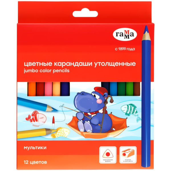 Карандаши 12цв. Гамма "Мультики" утолщенные (80220226)