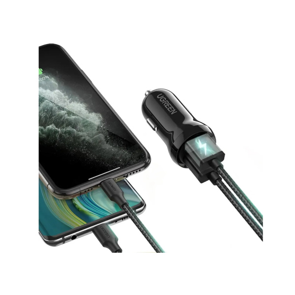 Автомобильное_З\У - USBx2 2.4A UGREEN ED018 (50875) черный