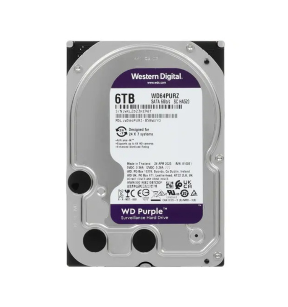 Жесткий диск HDD 6,0Tb WD WD64PURZ Purple,5400rpm,256Mb