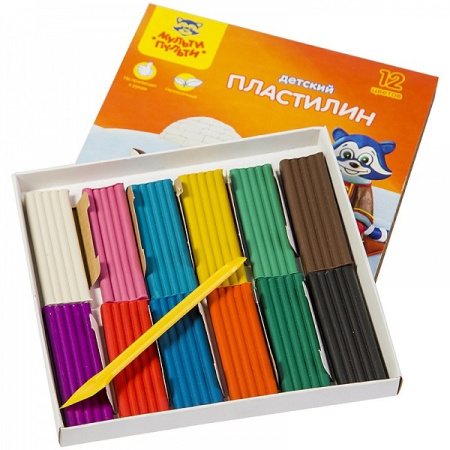 Пластилин 12цв. Мульти-Пульти "Енот на Аляске"  со стеком ДП_10235