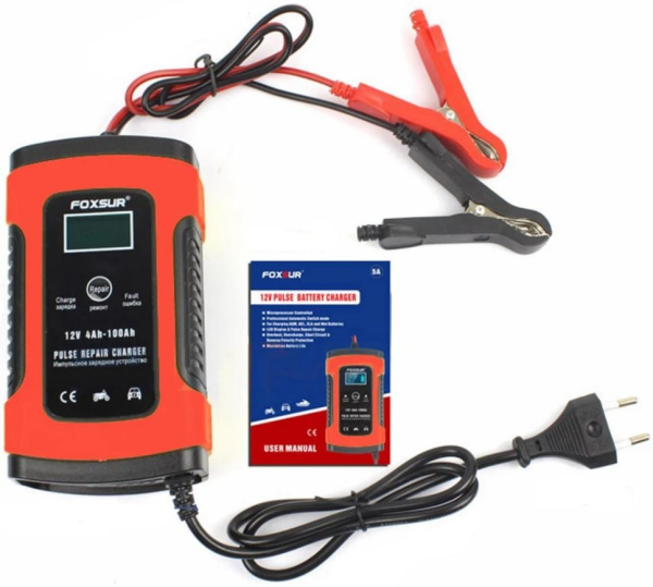 Зарядное устройство LA 12в, 5а, крокодилы, интеллектуальное, десульфатация, Foxsur FBC1205D 
