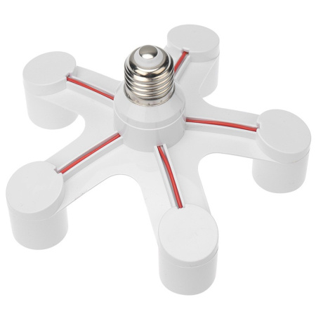 Разветвитель цокольный Е27-5хЕ27, белый, Rexant 11-8865