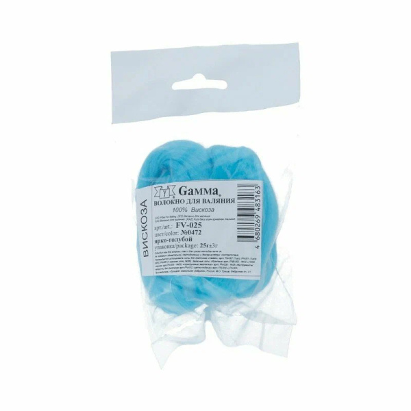 Волокно для валяния "Gamma" FV-025 100% вискоза 25 г № 1229 яр.голубой