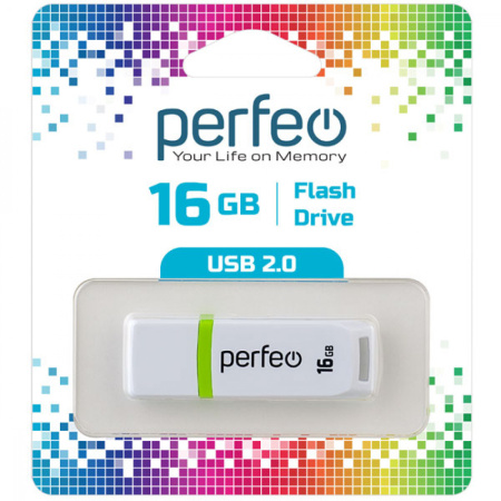Флеш-накопитель USB2.0 16Gb Perfeo C11 (PF-C11W016) Белый