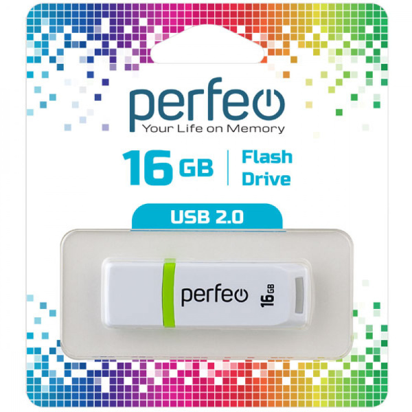 Флеш-накопитель USB2.0 16Gb Perfeo C11 (PF-C11W016) Белый