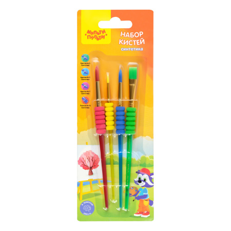 Набор кистей 4шт. Мульти-Пульти №3,5,7 синтетика, №12  (BS_48760)