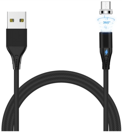 Кабель MicroUSB(m) - USB(m) Jet.A, 2м, магнитный коннектор,3А,тканевая оплетка, черный (JA-DC28)